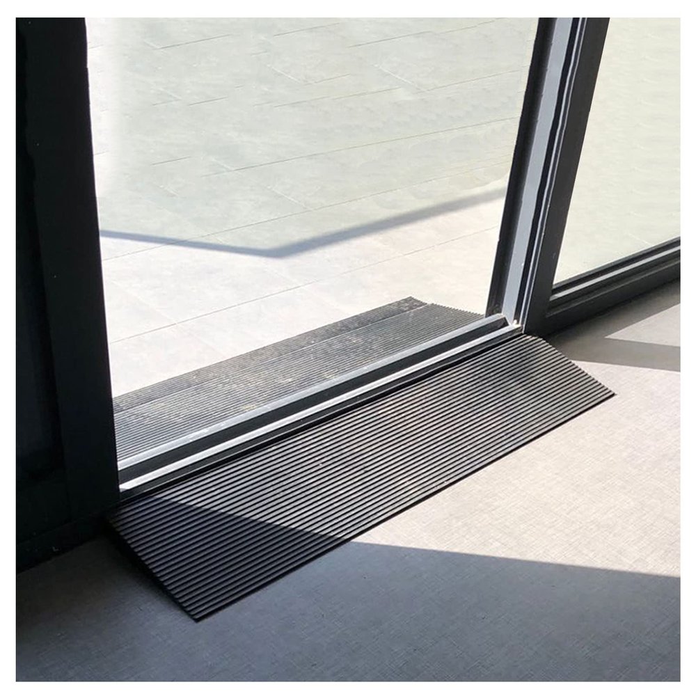 0.8-4.5cm Rise Threshold Ramp Solid Non-Slip Rubber Wheelchair Ramp for Thresholds Doorways Driveways Bathroom DIY Width 1500 lbs Capacity