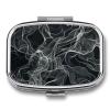 Pill Box White Lines Form Smoke Square Pill Case Mini Metal Travel Pillbox for Purse Small Cute 2 Compartment Medicine Pill Organizer Portable Pill Container Holder for Daily Medicine Vitamin view 1