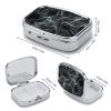 Pill Box White Lines Form Smoke Square Pill Case Mini Metal Travel Pillbox for Purse Small Cute 2 Compartment Medicine Pill Organizer Portable Pill Container Holder for Daily Medicine Vitamin view 2