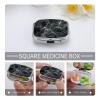 Pill Box White Lines Form Smoke Square Pill Case Mini Metal Travel Pillbox for Purse Small Cute 2 Compartment Medicine Pill Organizer Portable Pill Container Holder for Daily Medicine Vitamin view 4