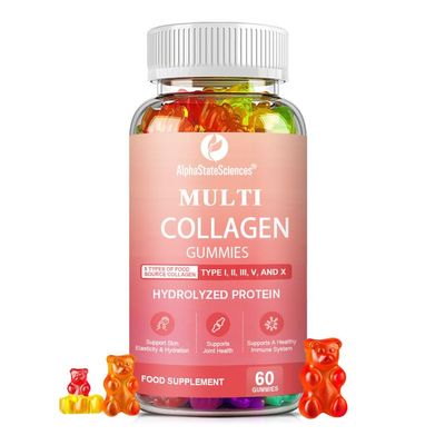 AlphaStateSciences Multi Collagen Power Blend - 5 Types of Hydrolyzed Collagen with Vitamins C & E, Biotin, Zinc, and Selenium for Ultimate Skin, Hair, and Joint Support