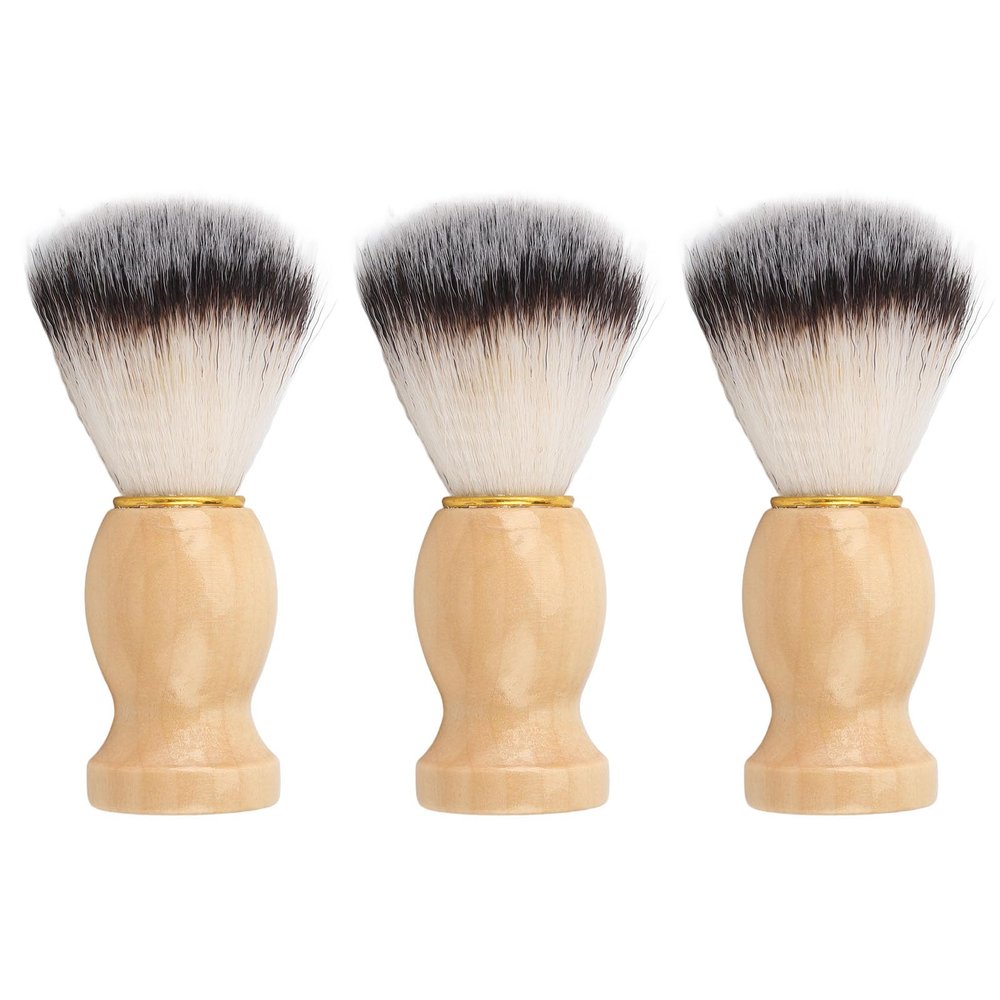 3pcs Men Beard Cleansing Brush - Synthetic Luxury Shave Brush, Soft Hair Wooden Handle Rich Foam Beard Grooming Brush for Daily Use