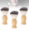 3pcs Men Beard Cleansing Brush - Synthetic Luxury Shave Brush, Soft Hair Wooden Handle Rich Foam Beard Grooming Brush for Daily Use view 3