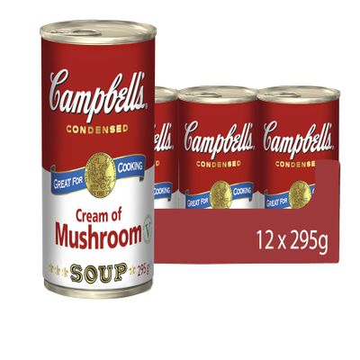 Campbells Condensed Soup, Cream of Mushroom Soup, Tinned, 12 Pack