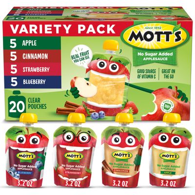 Mott's Apple Sauce No Added Sugar 90ml - Clear Bags - Pack of 20
