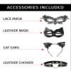 Maxim Party Supplies Leather Catsuit Costume Bodysuit for Women 5 Piece Latex Jumpsuit include 2 Masks, Choker, and Cat Ears (S/M) view 2