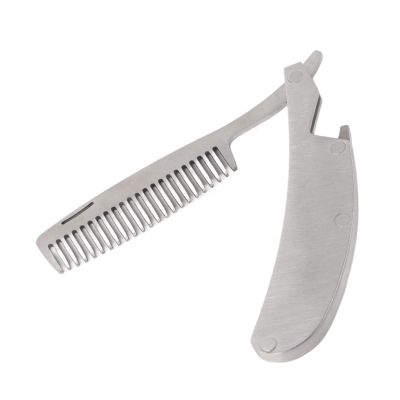 Fybida Folding Comb For Men, Portable Stainless Steel Beard Comb Portable Folding Mustache Tool Bottle Opener
