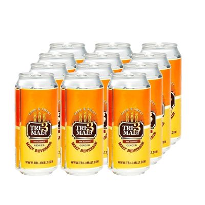 TRI-3 Malt - Non-Alchololic malt beverage Pack of 12 (Ginger)