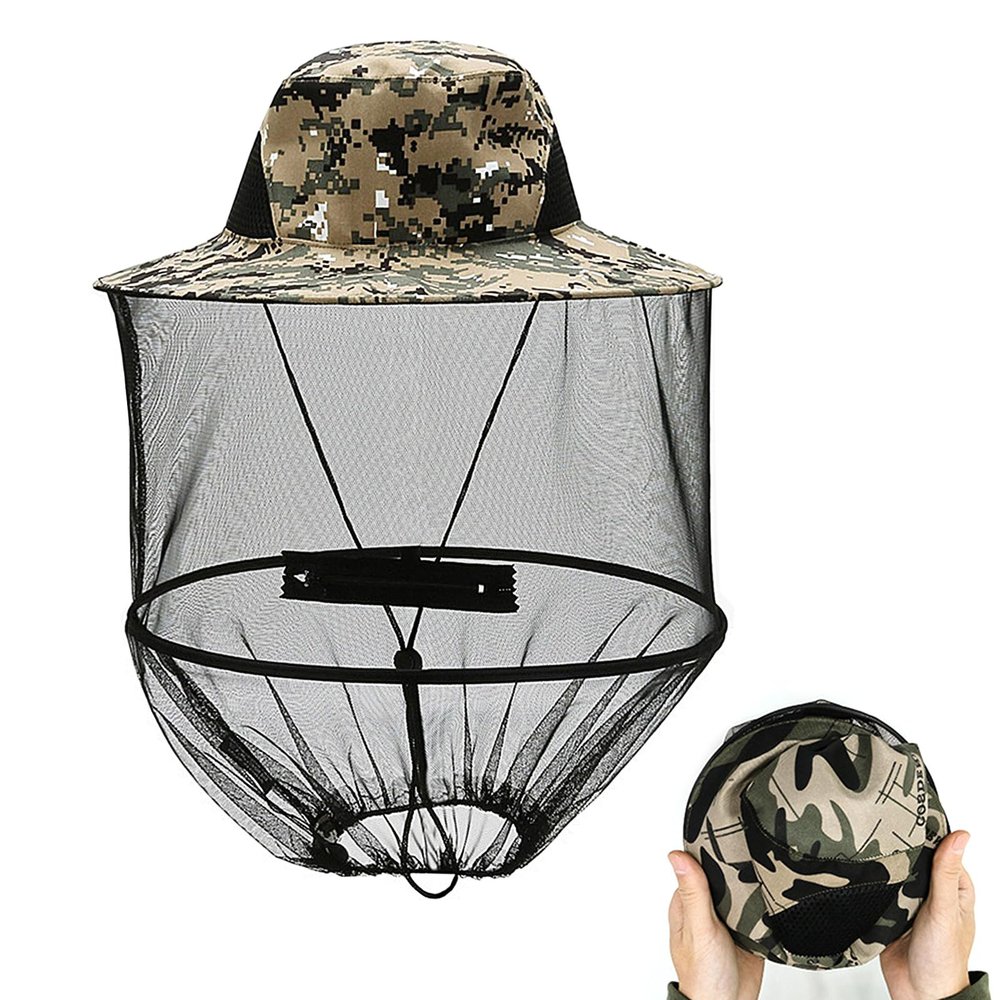 Gobiufy Midge Head Net Hat,Pop up Mosquito Head Hat with Netting,Portable Face Net Mesh with Hat Protection Head Cover for Adults Outdoor Hiking Camping Climbing Fishing Walking Gardening