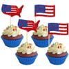 Gyufise 24Pcs American Flag Cupcake Toppers Glitter USA Map Patriotic 4th of July Independence Day Cupcake Picks for USA Patriotic American National Day Theme Birthday Party Decorations Supplies view 1