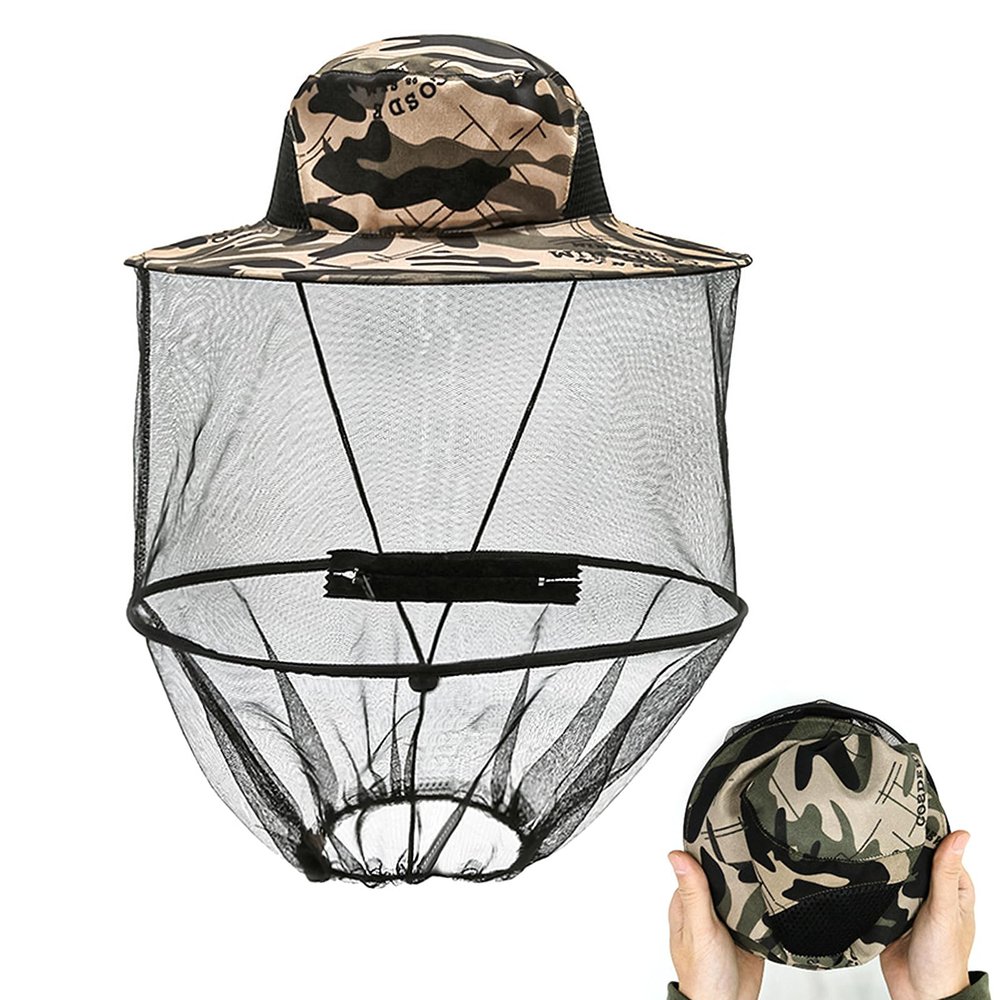 Gobiufy Midge Head Net Hat,Pop up Mosquito Head Hat with Netting,Portable Face Net Mesh with Hat Protection Head Cover for Adults Outdoor Hiking Camping Climbing Fishing Walking Gardening