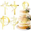 8pcs Baptism Cake Toppers Acrylic Gold Dove Cross Cupcake Toppers Baptism First Communion Cake Decorations Supplies for Baby Shower Birthday Wedding Party Christian Decorations view 1