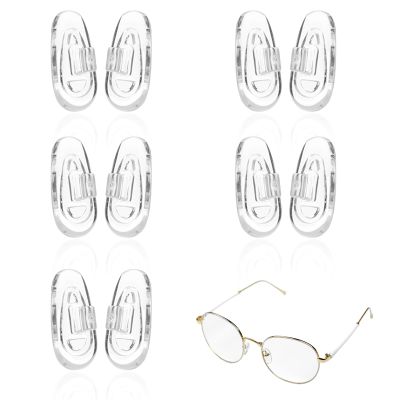 5Pairs Push Fit Glasses Nose Pads Silicone Nose Support Cushions Push in Anti Slip Pad Stop Slipping Down Clear Soft Flexible Comfort Lightweight Repair for Wire Frame Eyeglasses Sunglasses Spectacles