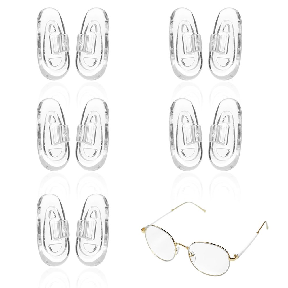 5Pairs Push Fit Glasses Nose Pads Silicone Nose Support Cushions Push in Anti Slip Pad Stop Slipping Down Clear Soft Flexible Comfort Lightweight Repair for Wire Frame Eyeglasses Sunglasses Spectacles