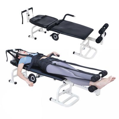BDJSN Cervical Lumbar Traction Bed, Adjustable Manual Body Stretching Device, Foldable Traction Chair With Self-adhesive Leash, Massage Tool Table for Back Pain Relief Body Relax
