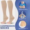 Toeless Compression Socks for Women and Maternity - Support Socks for Travel and Pregnancy (Beige & Black) view 3