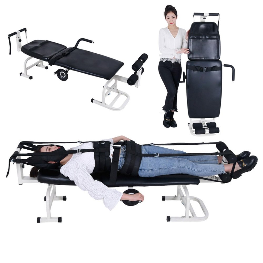 Cervical Lumbar Traction Device, Portable Full Body Stretcher With Black Leash, Foldable Manual Massage Tool for Lumbar Cervical Discomfort Herniated Disc, Massage Stretcher