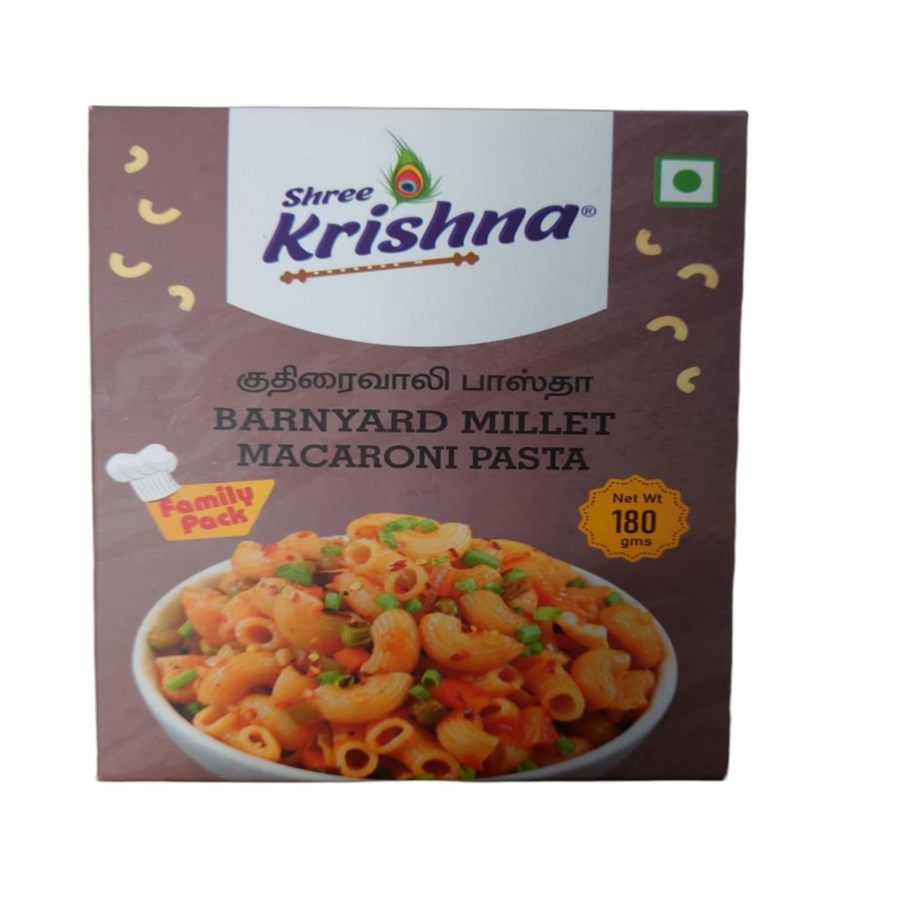 Shree Krishna Barnyard Millet Macaroni Pasta 360g (Pack of 2 - Each 180g) | Easy & Ready to Cook | Zero Maida & 100% Vegan | Healthy Choice for Kids