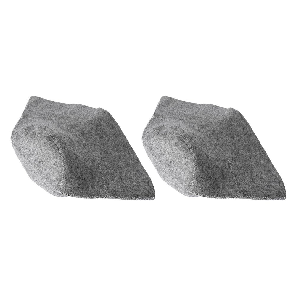 2PCS Sauna Hats Felt Thickening Water Absorption Comfortable Breathable Felt Shower Caps for Bath Accessories Gray