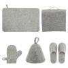 NOLITOY Sauna Felt Set 5pcs Sauna Hat Felt Sauna Pad Mat Gloves Felt Slipper and Storage Bag for Men Women Bath Sauna Accessories Grey view 1