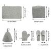 NOLITOY Sauna Felt Set 5pcs Sauna Hat Felt Sauna Pad Mat Gloves Felt Slipper and Storage Bag for Men Women Bath Sauna Accessories Grey view 2