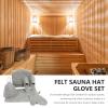NOLITOY Sauna Felt Set 5pcs Sauna Hat Felt Sauna Pad Mat Gloves Felt Slipper and Storage Bag for Men Women Bath Sauna Accessories Grey view 4