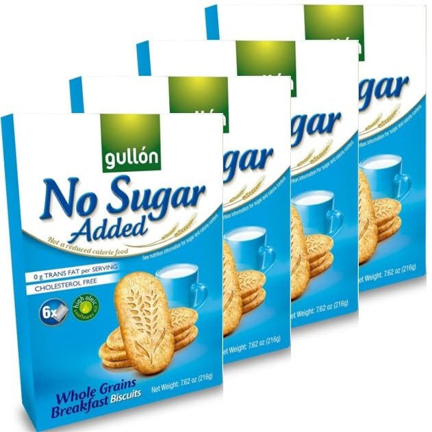 Gullon No Added Sugar Whole Grains Breakfast Biscuits 216g, Cholesterol Free, Ideal for Diabetics & Healthier Eating Lifestyles, Perfect for gifting to friends and family on all occasions (20)