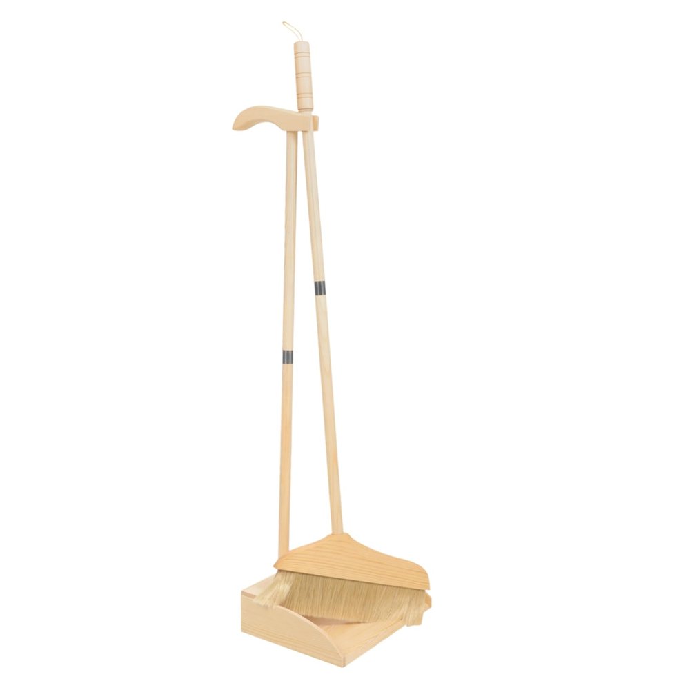 CIYODO Wooden Handle Broom and Dustpan Set Lightweight and Sturdy Cleaning Tool Soft Bristles with, please Ergonomic Easy to Use Floor Brush for Workshops and Garages