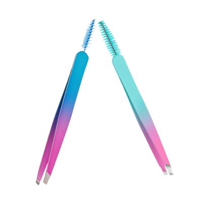 FOMIYES 2pcs Integrated Eyebrow Tweezers and Brush Portable Beauty Tool Precision Tweezers for Lash Extensions Fashionable Stainless Steel Professional