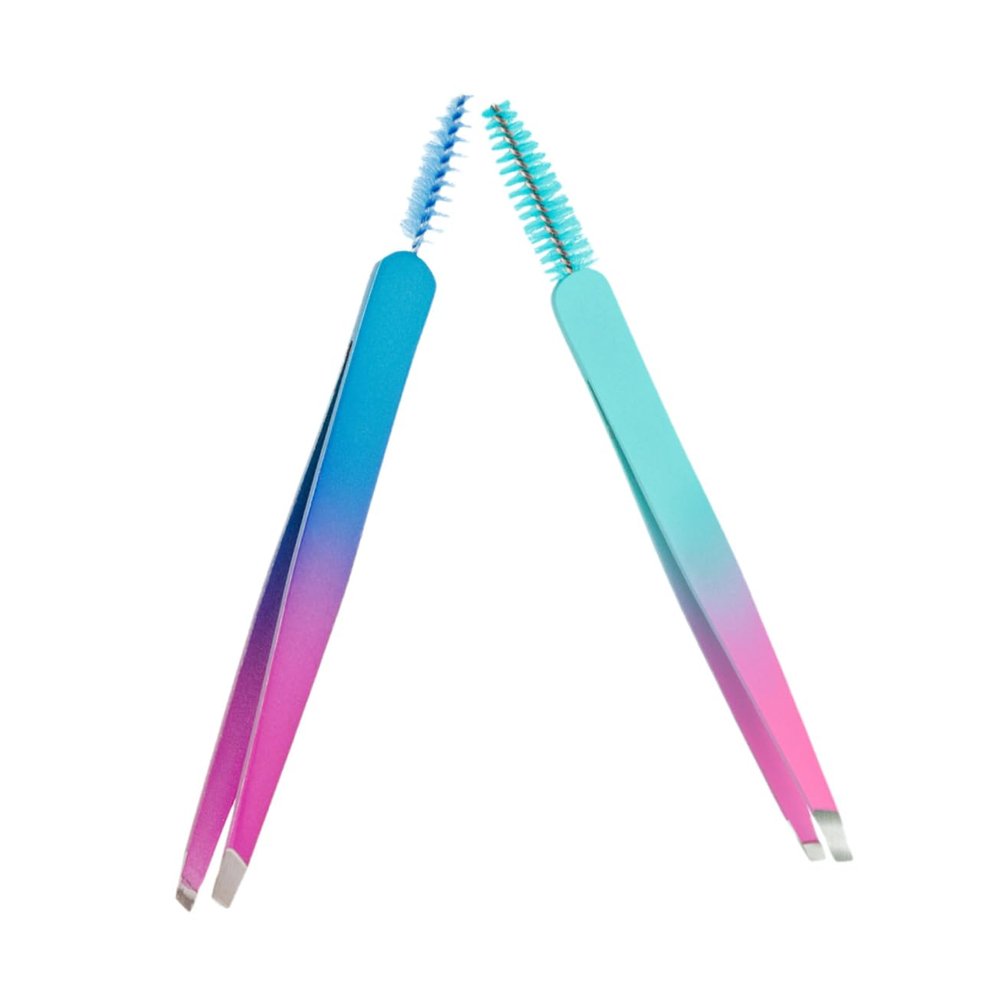 FOMIYES 2pcs Integrated Eyebrow Tweezers and Brush Portable Beauty Tool Precision Tweezers for Lash Extensions Fashionable Stainless Steel Professional