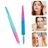 FOMIYES 2pcs Integrated Eyebrow Tweezers and Brush Portable Beauty Tool Precision Tweezers for Lash Extensions Fashionable Stainless Steel Professional view 3