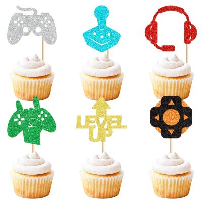 Keaziu 36 Pack Video Game Cupcake Toppers Game Themed Baby Shower Cupcake Picks Game Theme Kids Boys Girls Birthday Anniversary Party Decorations Supplies up
