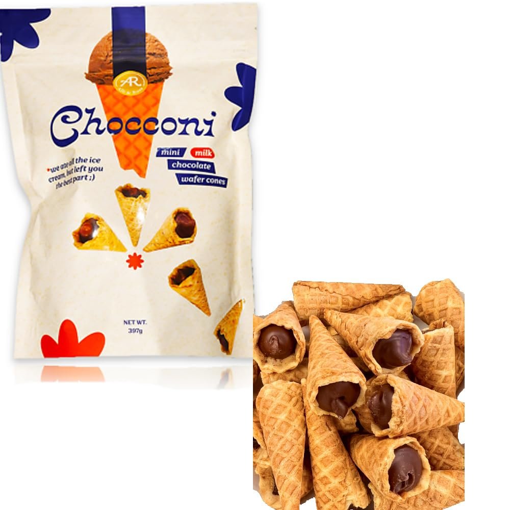 Choconi Mini Milk Chocolate Wafer Cones 397g - Crispy Wafers Filled with Couverture Milk Chocolate