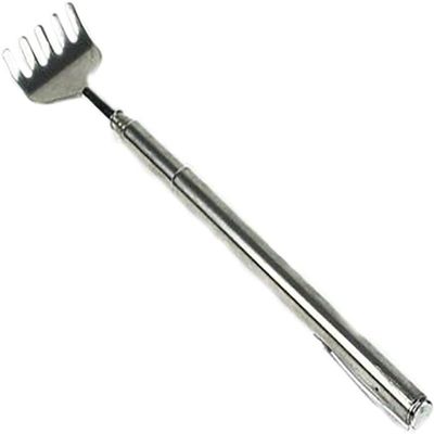 1 x Silver Back Scratcher, Stainless Steel Telescopic Back Scratcher for Against Itching, Back Scratcher Scratcher Hand Extendable from 17 to 52 cm for Head and Back Massage, Utensils for Back Massage