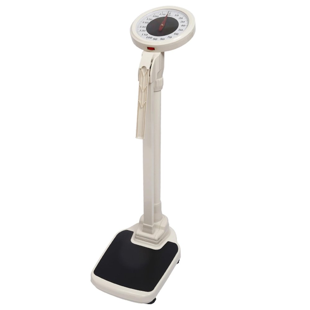 Mechanical Weight Scale, 2-in-1 Height and Weight Scale, with Adjustable Height Rod, for Home, School, Hospital, Gym Scales, Oversized Dial Easy To Read(White)