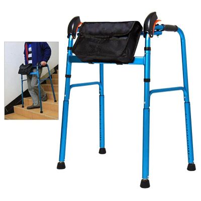 Elderly Walking Frame for Stairs Indoor Outdoor - Adjustable Lightweight Portable Folding Mobility Aid for Handicap - Adult Walker