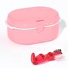 Denture Bath Box and Denture Brush Denture&Retainer Set, Denture Case with Mirror (Pink) view 1