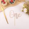 First Birthday Cake Topper - Glitter Rose Gold 1st Birthday Cake Decorations, One Year Old Cake Smash Decor, One Sign Cake Top Photo Booth Props (Rose Gold) view 2