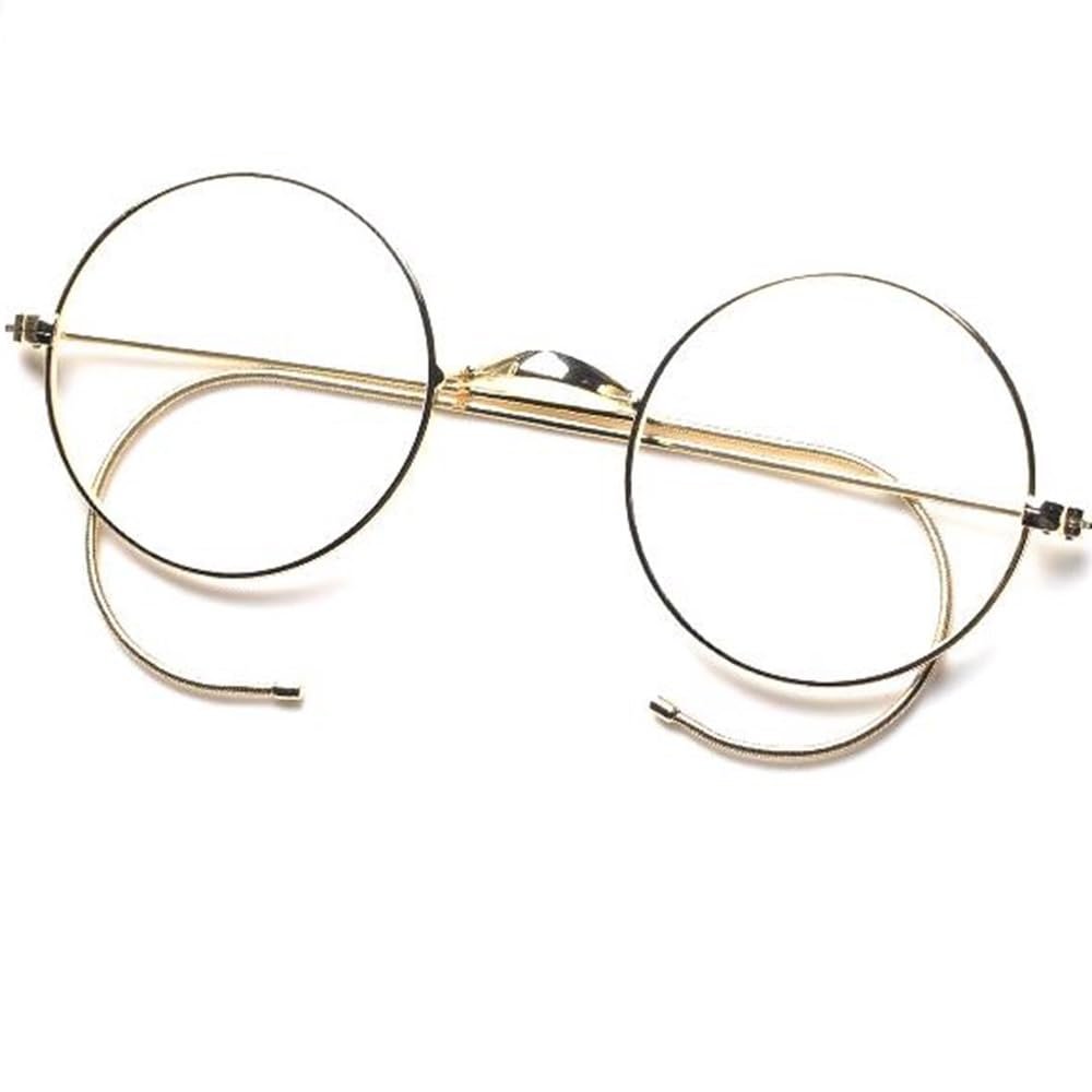 KPEGAXS Round Reading Glasses 2.0 Retro Glasses Readers Crystal Stone Lenses Metal Frame HD Glasses Anti-blue Light(+1.5)