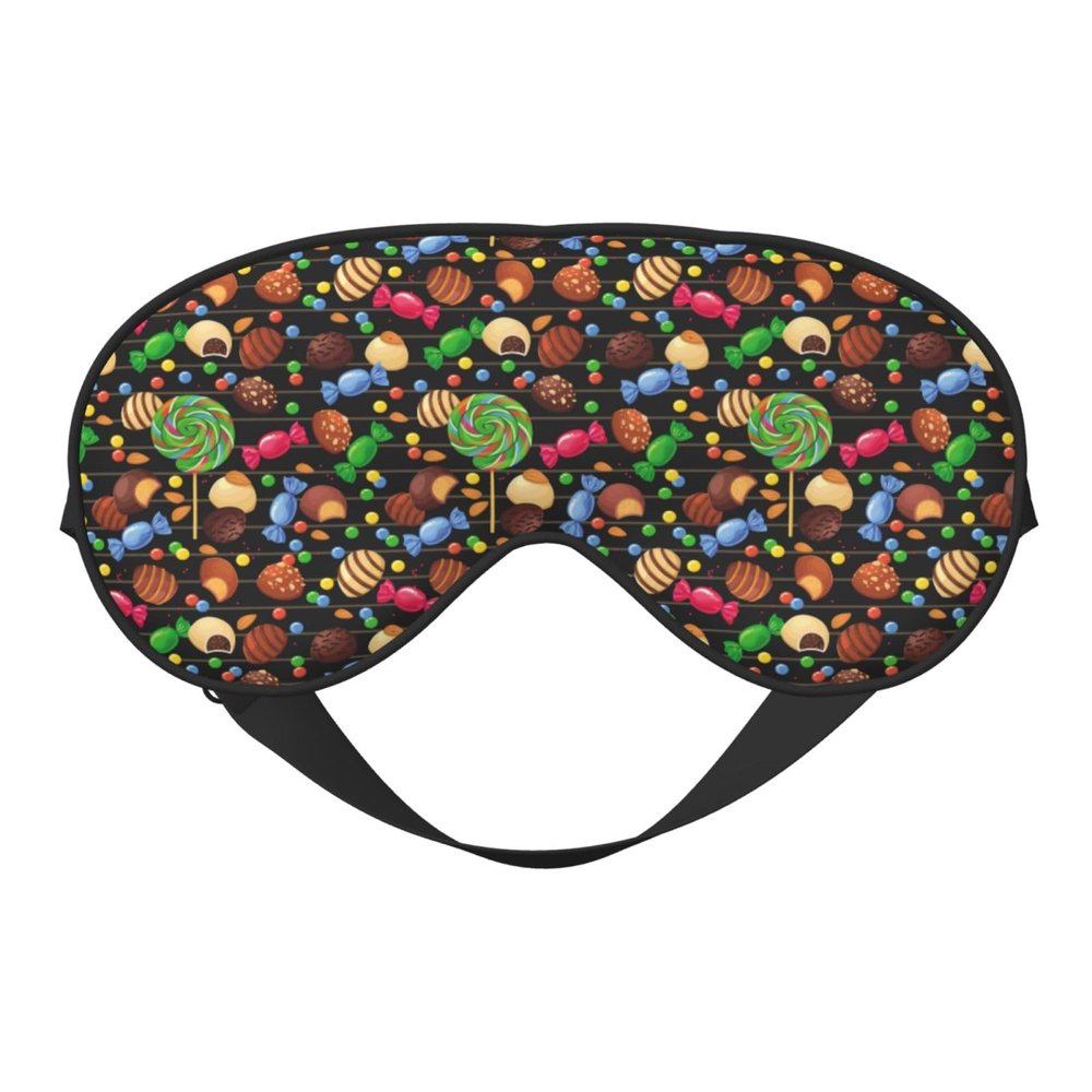 Sleep Mask, Eye Masks for Sleep, Sleep Masks for Women and Men, Blackout Eye Covers for Travel/Sleeping, Lollipop Candy Chocolate Bean Print Eye Mask