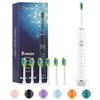 7AM2M Sonic Electric Toothbrush with 6 Brush Heads for Adults and Kids, One Charge for 90 Days, Wireless Fast Charge, 5 Modes with 2 Minutes Build in Smart Timer, Electric Toothbrushes(White) view 1