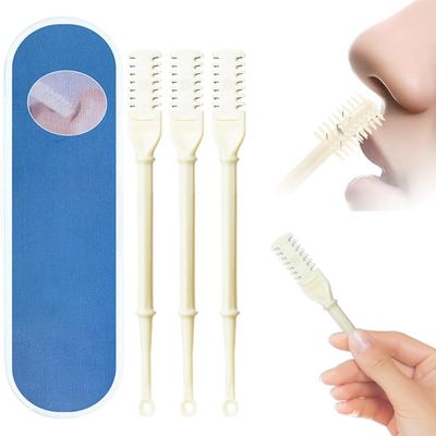 Nasal Hair Cutter,Double Sided Nose Hair Knife Nose Manual Nose Hair Trimmer,Portable Nostril Hair Remover Tools,360 Rotating Nasal Hair Razor Cutter with Ear Picker for Women and Men (White, 3PC)