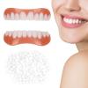 Flipped Warmth 2 Pairs False Teeth, Veneers Teeth Temporary Denture Snap in Teeth Confidence Smile Dentures False Teeth Veneers Top And Bottom for Men And Women view 1