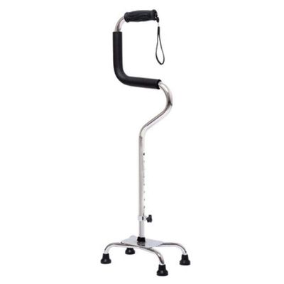 Healthcare Old man Four feet crutches with Light Anti-skid Sticks Aluminum Alloy Height Adjustable Retractable Crutches Walker - Applies to Left and Right Hand (Silver) Lucky Star