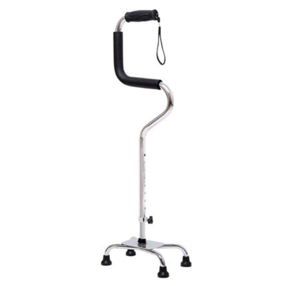 Healthcare Old man Four feet crutches with Light Anti-skid Sticks Aluminum Alloy Height Adjustable Retractable Crutches Walker - Applies to Left and Right Hand (Silver) Lucky Star
