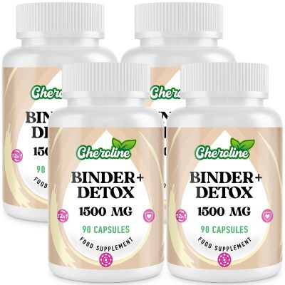 9-in-1 Binder Detox Capsules 1500mg, High Strength Gut & Liver Detox Cleanse, with Activated Charcoal, Highly Absorbable Full Body Detox, Vegan & Natural (90 Count (Pack of 4))