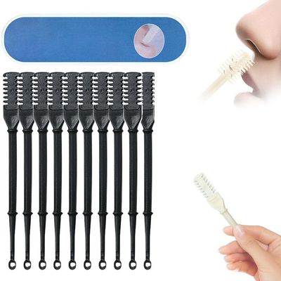 Nasal Hair Cutter,Double Sided Nose Hair Knife Nose Manual Nose Hair Trimmer,Portable Nostril Hair Remover Tools,360 Rotating Nasal Hair Razor Cutter with Ear Picker for Women and Men (Black, 10PC)