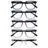 OPULIZE LEO Reading Glasses - 5 -Pack - Large Rectangular Frame - Black, Blue, Purple, Grey, Clear - Mens Womens - Spring Hinges - RRRRR55-1357C - +2.50 view 1