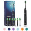7AM2M Sonic Electric Toothbrush with 6 Brush Heads for Kids and Children, One Charge for 90 Days, Wireless Fast Charge, 5 Modes with 2 Minutes Build in Smart Timer, Electric Toothbrushes(Black) view 1