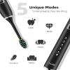 7AM2M Sonic Electric Toothbrush with 6 Brush Heads for Kids and Children, One Charge for 90 Days, Wireless Fast Charge, 5 Modes with 2 Minutes Build in Smart Timer, Electric Toothbrushes(Black) view 3